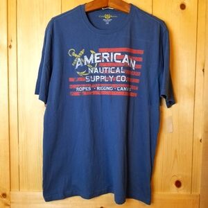 Club Room Cotton Nautical Flag Theme Crewneck Short Sleeve Shirt NWOT